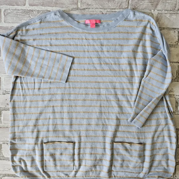 Lilly Pulitzer Lightweight Blue & Gold Sweater - Picture 3 of 6